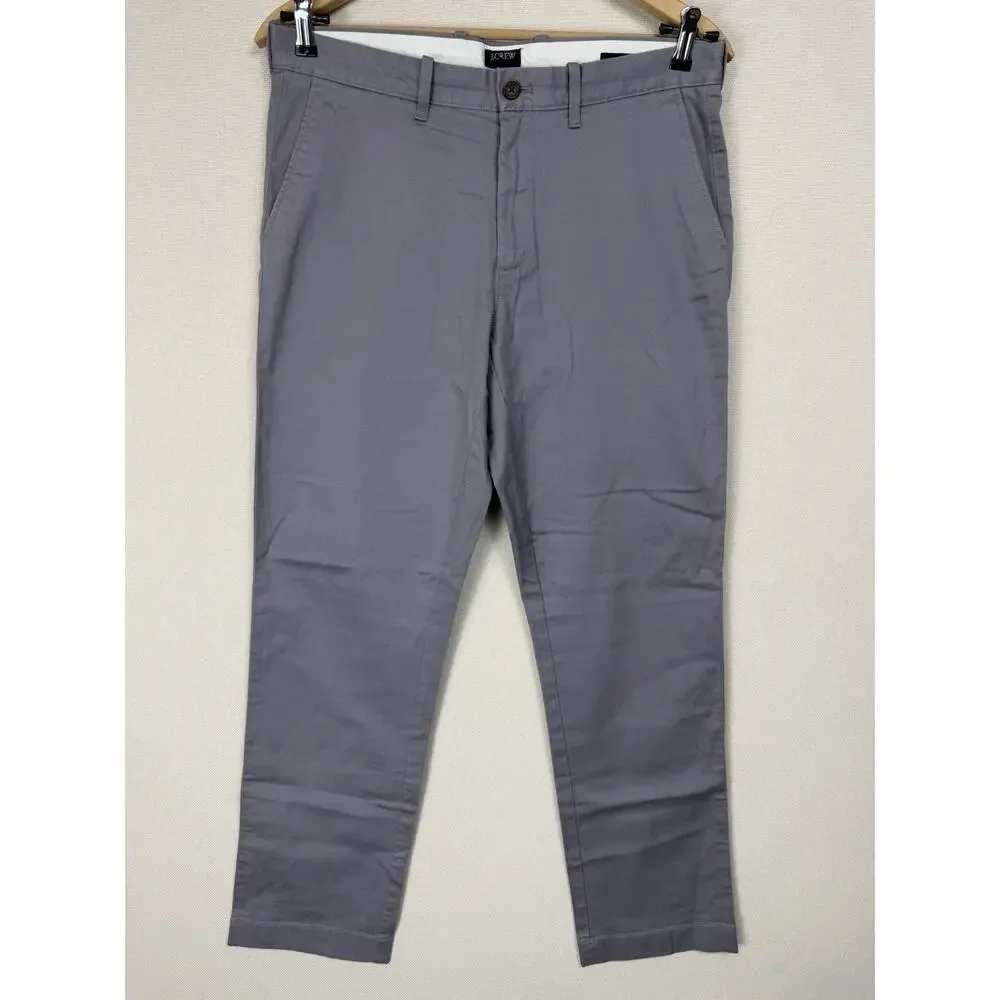J Crew Mens Pants 33x32‎ Straight Gray Flex Chino Stretch Pockets Casual Cotton